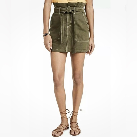 Free People Womens Splendor in The Grass Skirt Size 8 army green - Picture 4 of 10